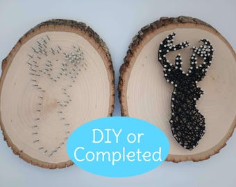 String Art Deer on Live Edge Basswood. Choose Fully Finished Artwork or the DIY Craft Kit