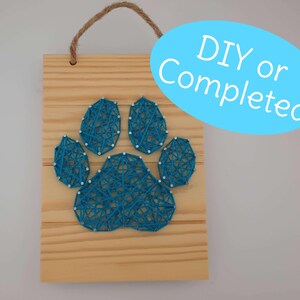 Paw Print String Art. Choose Completed 5x7 Wall Decor or DIY Kit and String Color Choice(s)
