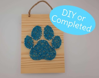 Paw Print String Art. Choose Completed 5x7 Wall Decor or DIY Kit and String Color Choice(s)