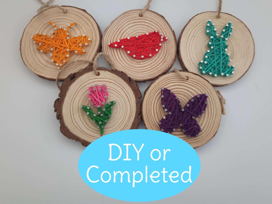 Live Edge Wood String Art Ornament: Mother's Day, Easter, Spring DIY ...