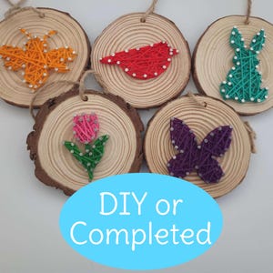 Live Edge Wood String Art Ornament: Mother's Day, Easter, Spring DIY Kit
