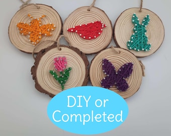 Live Edge Wood String Art Ornament: Mother's Day, Easter, Spring DIY Kit