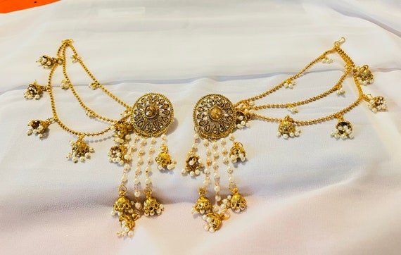 Bahubali Gold Plated Jhumka Earrings & Maang Tikka (Heavy) – Silver – MK  Indian Jewelry