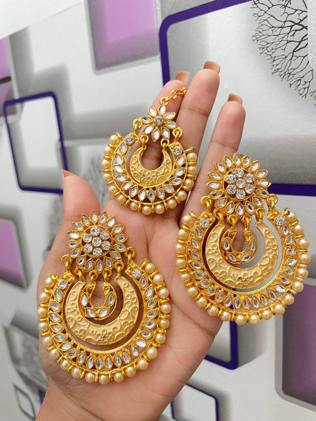 DHEERA earrings + tikka (Berry)