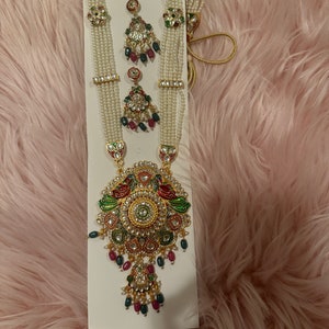 Lange ketting, Indiase sieraden, lang haar, Indiase ketting, mode-sieraden, ketting, kettingset