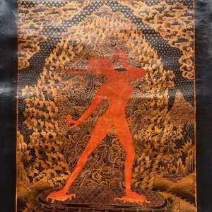 Vajrayoginī/ Yogini/ Dorje Neljorma/ Female Buddha Oil Varnished Original Tibetan Thangka/  Hand-Painting/ Vajrayana Tantra Art