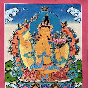 Manjushri/Manjusri/Manjushree/ Bodhisattva of Compassion Master Quality Original Tibetan Thangka Painting/Buddhist Meditation Art