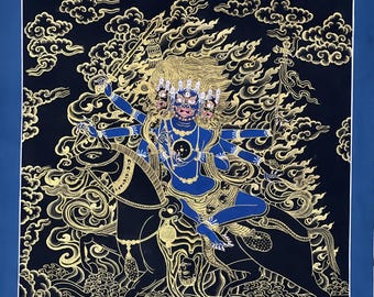 手描きのパルデン・ラモ・タンカ｜黒と金の仏教美術 - Etsy 日本