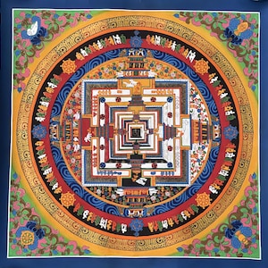 Hand-Painted Wheel of Life Mandala | Kalachakra Thangka | Master Quality Tibetan Buddhist Art | Unique Wall Hanging Decor