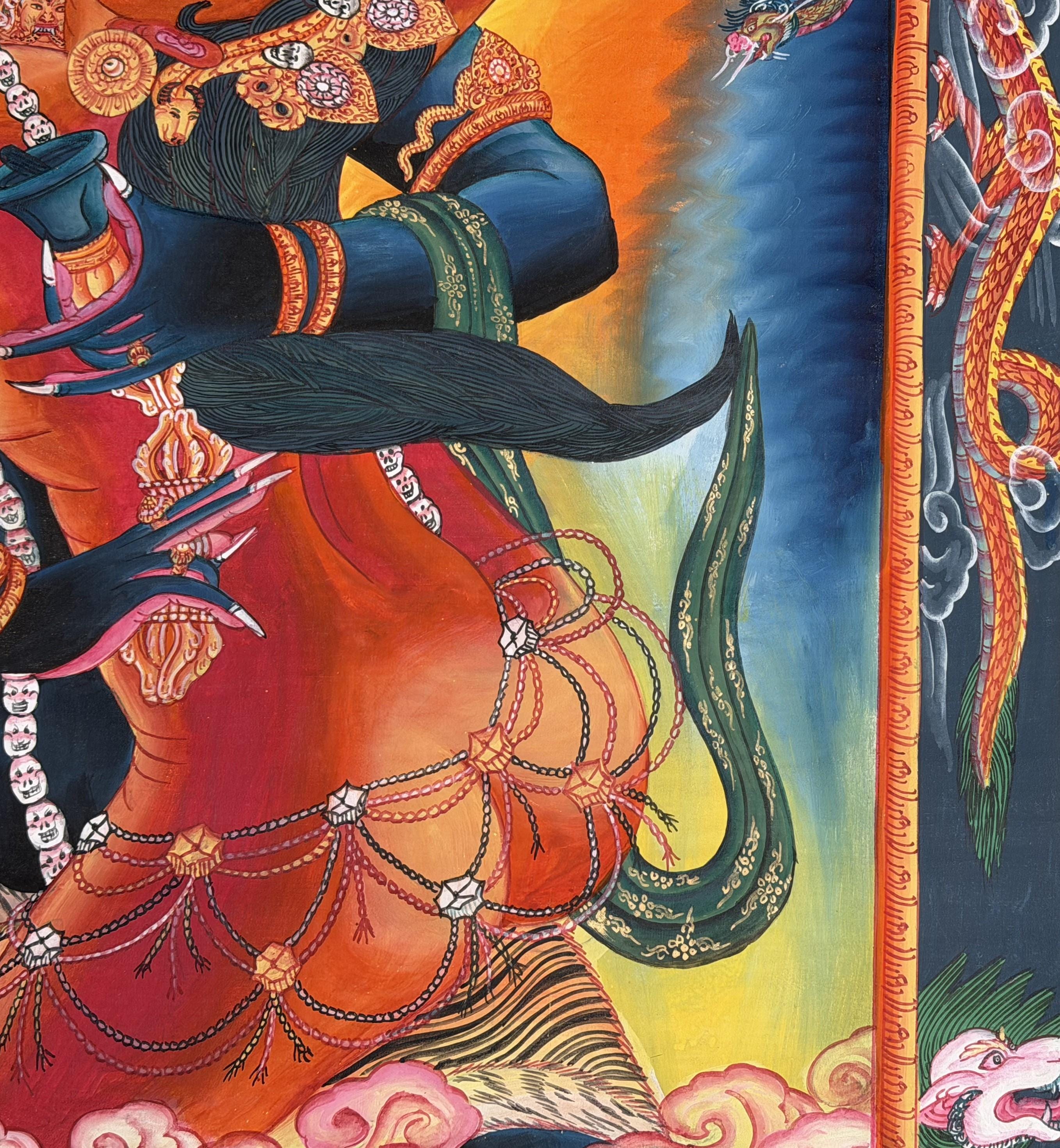 ★真作★ 旭日嘎(シゴラカ) tangriin 油絵 貴重作品 Chakrasamvara Shakti Thangka Painting | Yab-yum | Newari Paubha