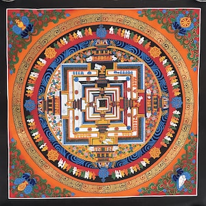 Hand-Painted Wheel of Life Mandala | Kalachakra Thangka | Master Quality Tibetan Buddhist Art | Unique Wall Hanging Decor