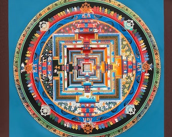 Wheel of Life/ Kalachakra Mandala/High-Quality Tibetan Thangka Painting/ Wall Hanging  Original Meditation  Art