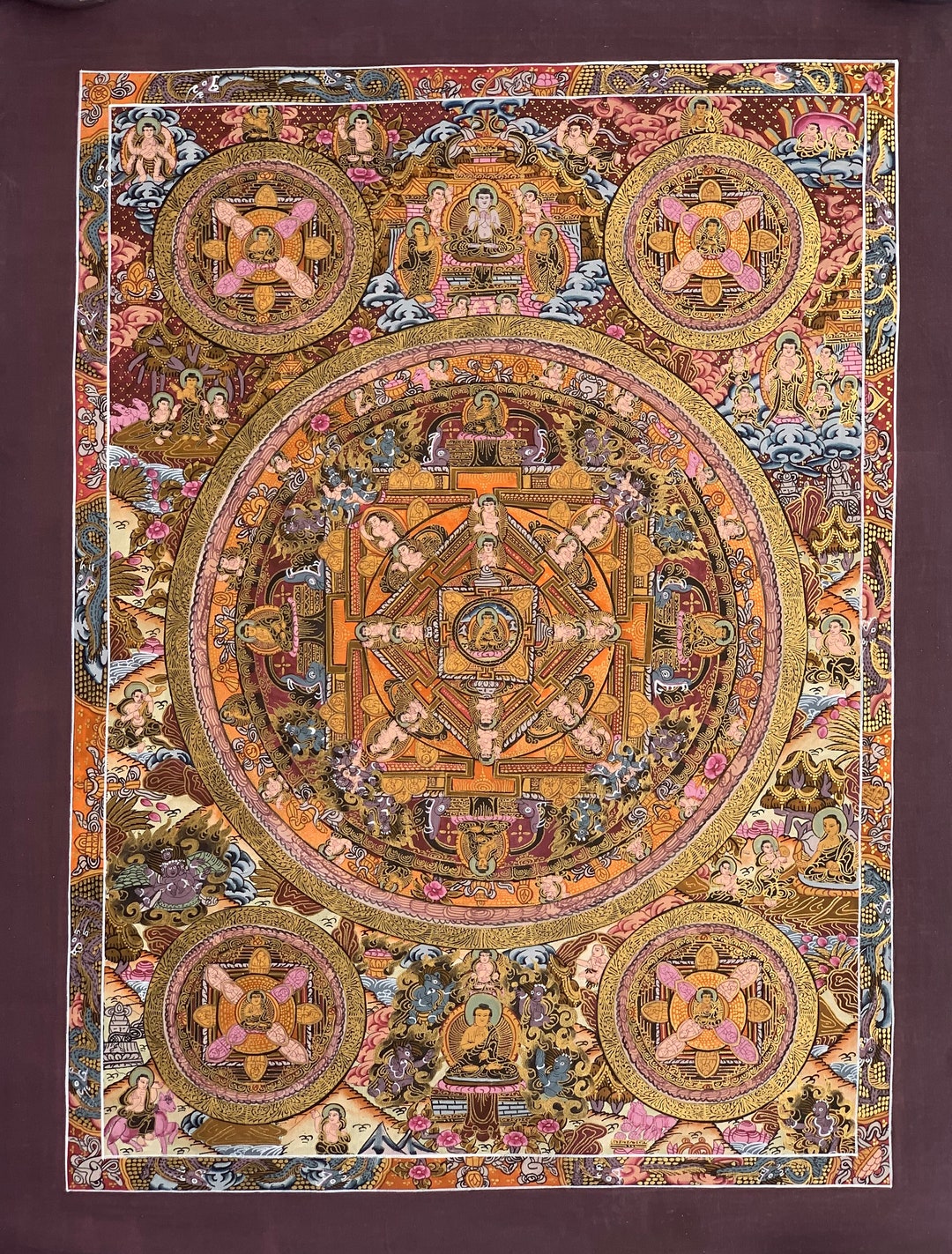 Big Circle Buddha Mandala Original Masterpiece Tibetan Thangka Painting