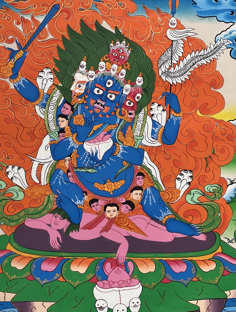 Four-armed Mahakala/ Kalabhairava Large Master Quality Original Tibetan ...