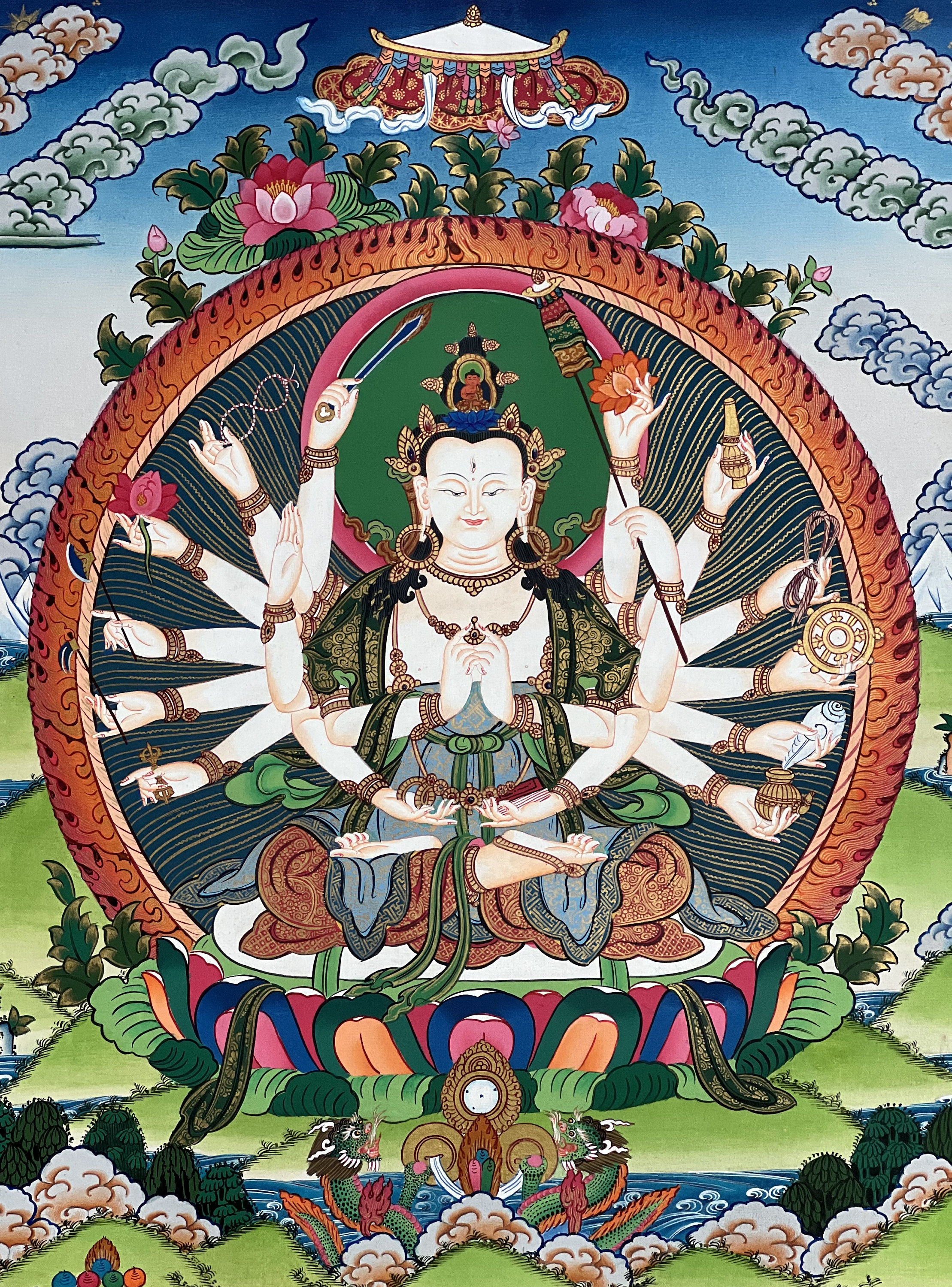 18-armed Chandi Thangka Painting, Tibetan Mother Goddess Art - Etsy