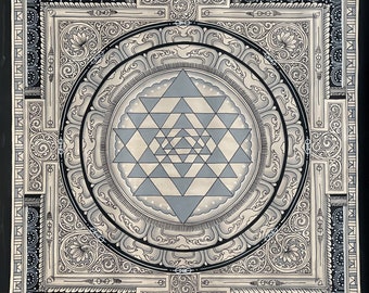 Sriyantra/ Sri Yantra/ Shri Yantra Mandala Großes Meisterwerk Original Newari Pauva Thangka Gemälde für Energiepositivität und Glück