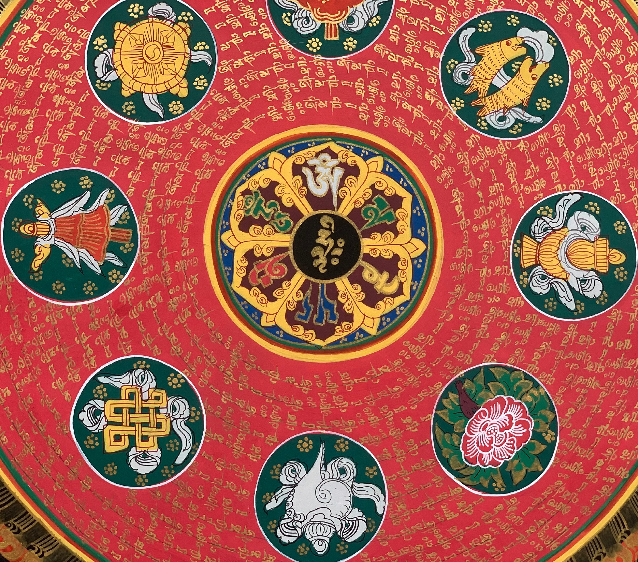 Lotus Mantra Mandala Wheel of Life Thangka Painting Etsy