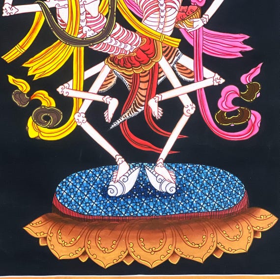 手描きのチティパティタンカ：踊る骸骨のチベット仏教美術 - Etsy 日本