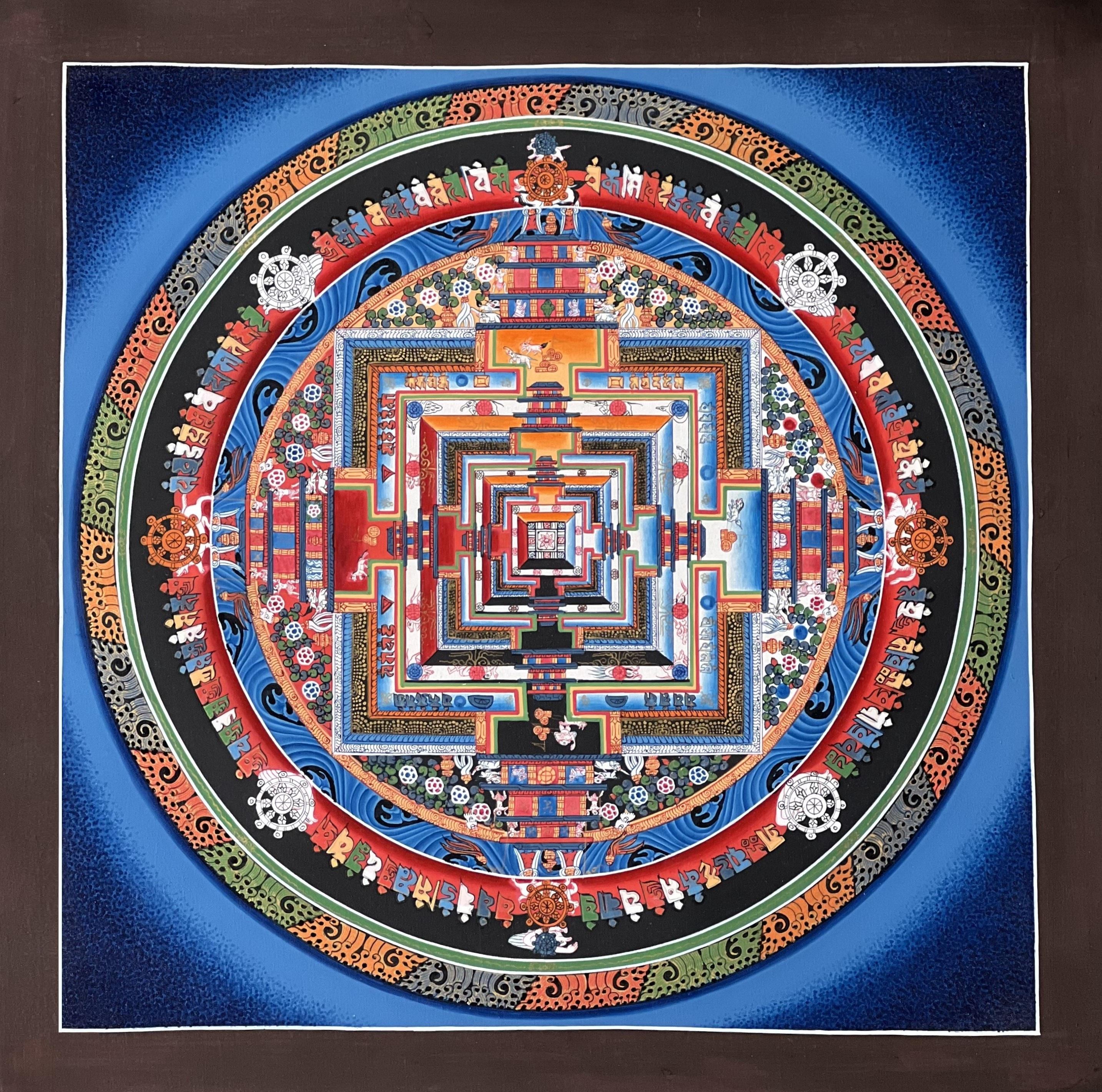 Hand-Painted Kalachakra Mandala Thangka Art | Tibetan Wheel of Life/ Wall Decor | Original Spiritual Artwork for Mindfulness and Meditation