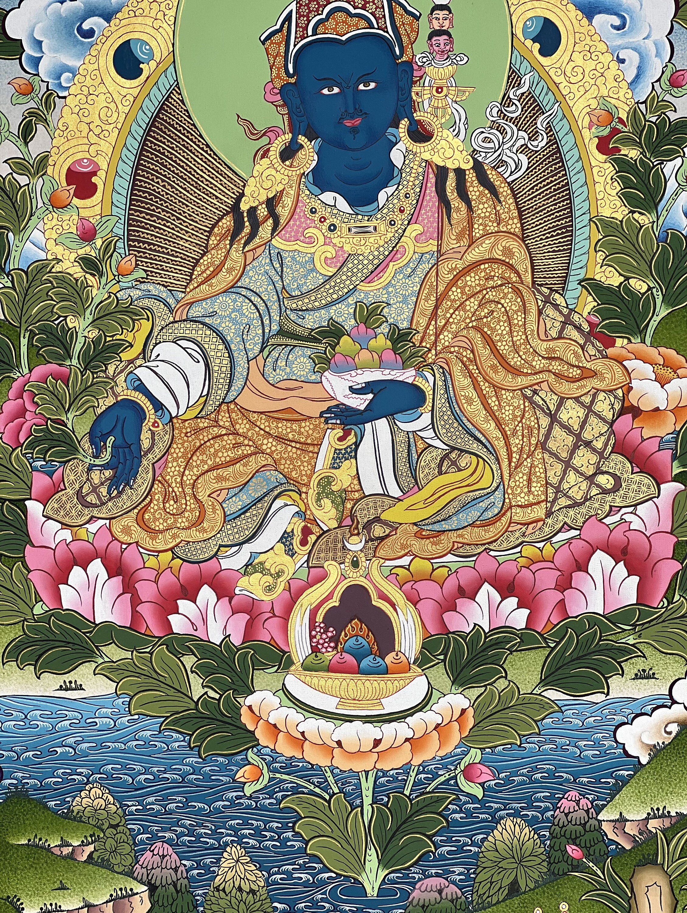 Orgyen Menla Thangka Painting, Guru Rinpoche of Medicine, Hand