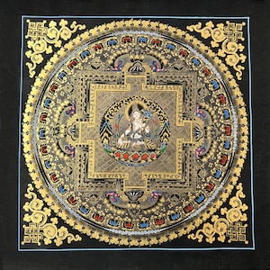 Witte Tara Mandala Tibetaanse Thangka schilderij, originele handgeschilderde kunst voor meditatie, genezing, Home decor/muur opknoping