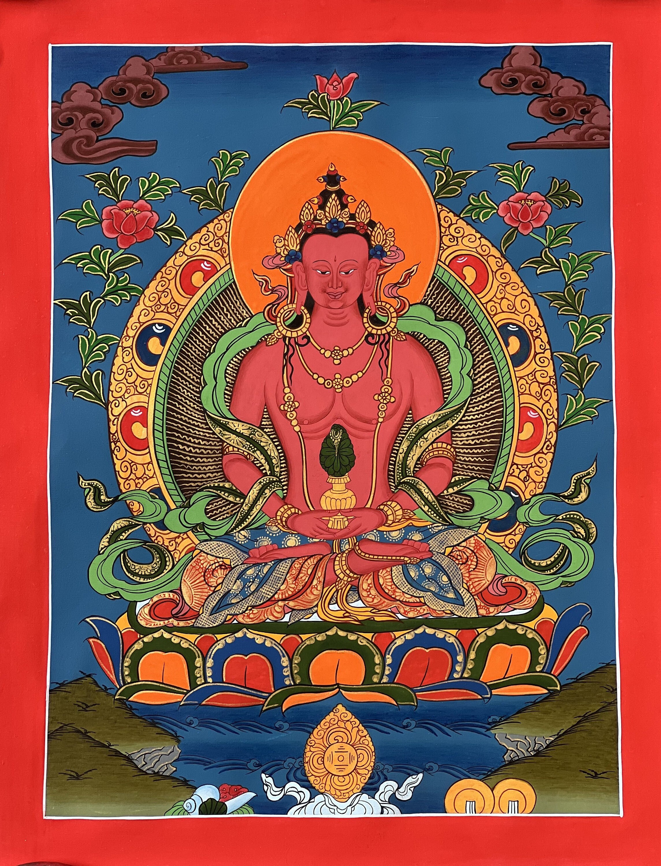 手描きの阿弥陀如来タンカ画 - チベット美術（11 x 15インチ） - Etsy 日本