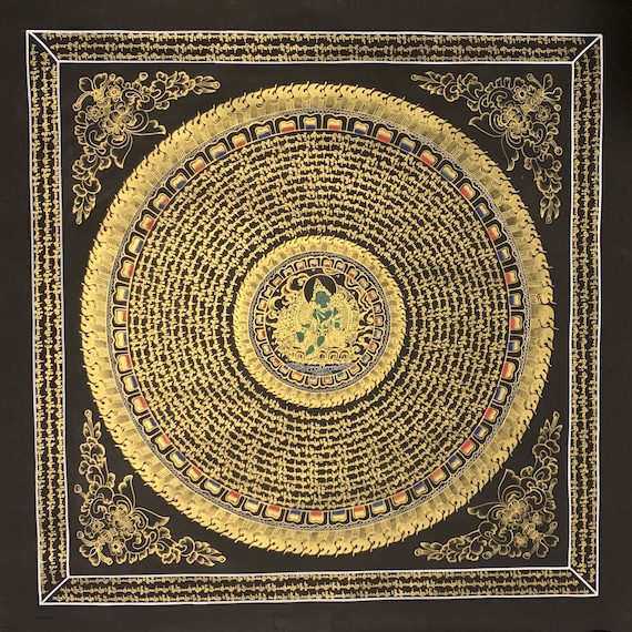Green Tara Mantra Mandala Thangka Painting: Wheel of Life Art - Etsy