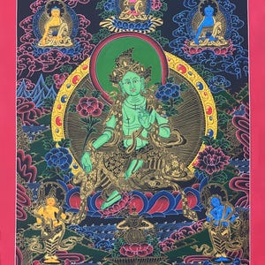 Green Tara/  Shyamatara/ Mother Goddess Tibetan Thangka Painting Original Hand-painted  Buddhist Art/ Wall Hanging