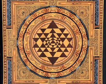 Sriyantra/ Sri Yantra/ Shri Yantra Mandala Großes Meisterwerk Original Newari Paubha Thangka Gemälde für Energiepositivität und Glück