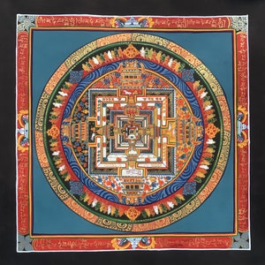 Wheel of Life Wheel of Time Kalachakra Mandala Hand Painted Original Tibetan Thangka  Compassion Meditation Art