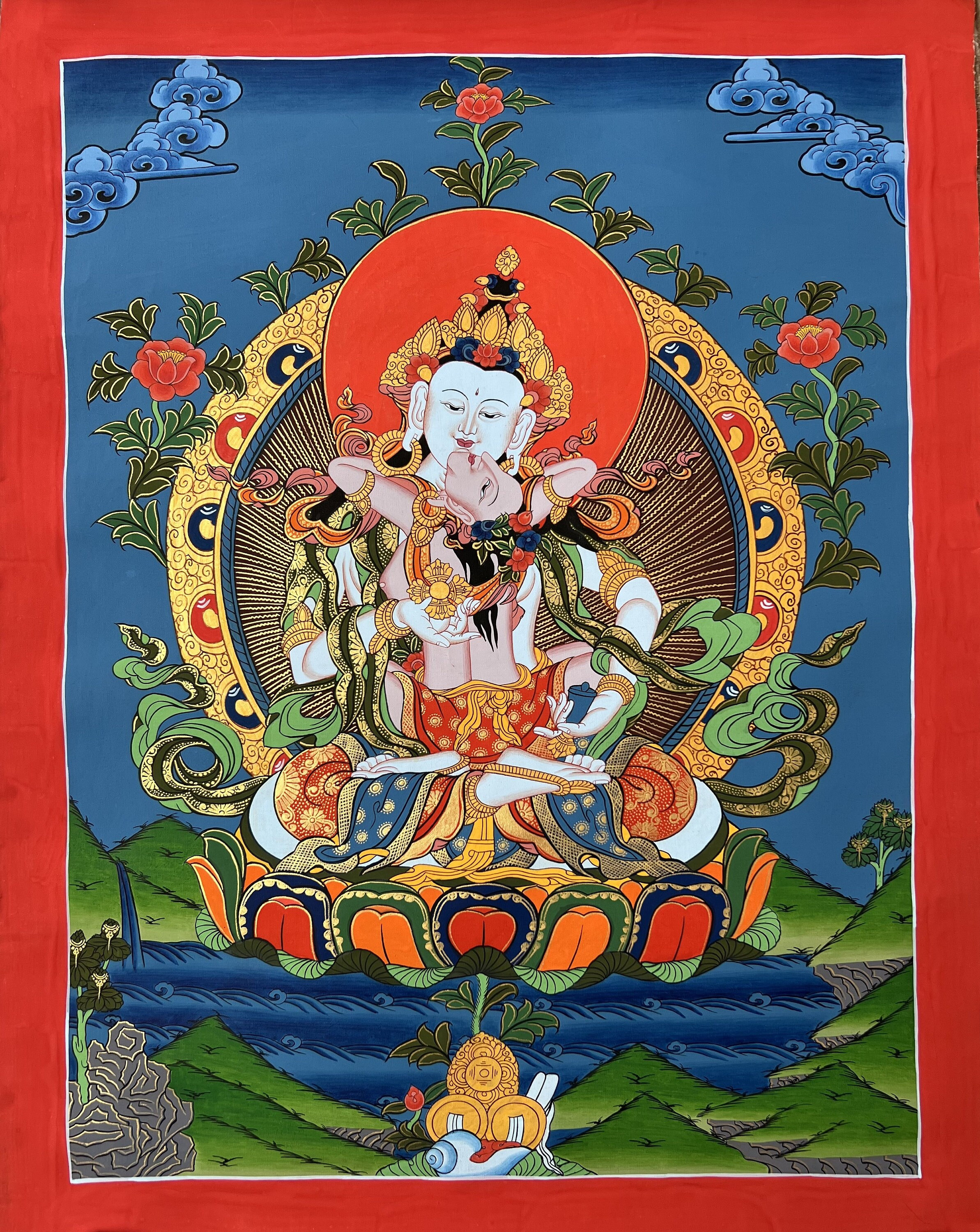 Vajrasattva Shakti YabYum Thangka 絵画、チベット瞑想アート - Etsy 日本