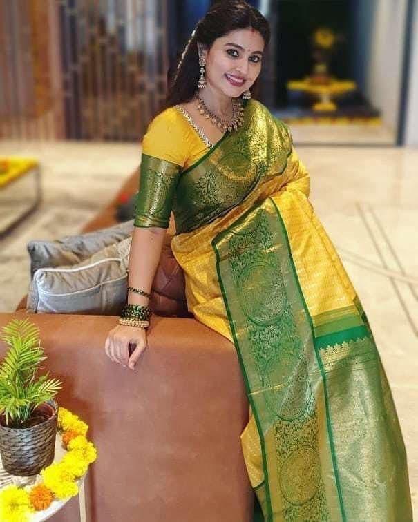 mustard yellow cotton saree