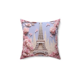 Custom Decorative Pillow | Eiffel Tower Pillow | Cherry Blossom Pillow | Adventure Pillow | Travel Pillow