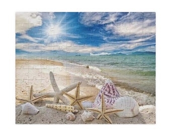 Fun at the Beach | Sea Shells Puzzle | Family Game Night | Beach Scene Puzzle (110, 252, 520, 1014-piece)