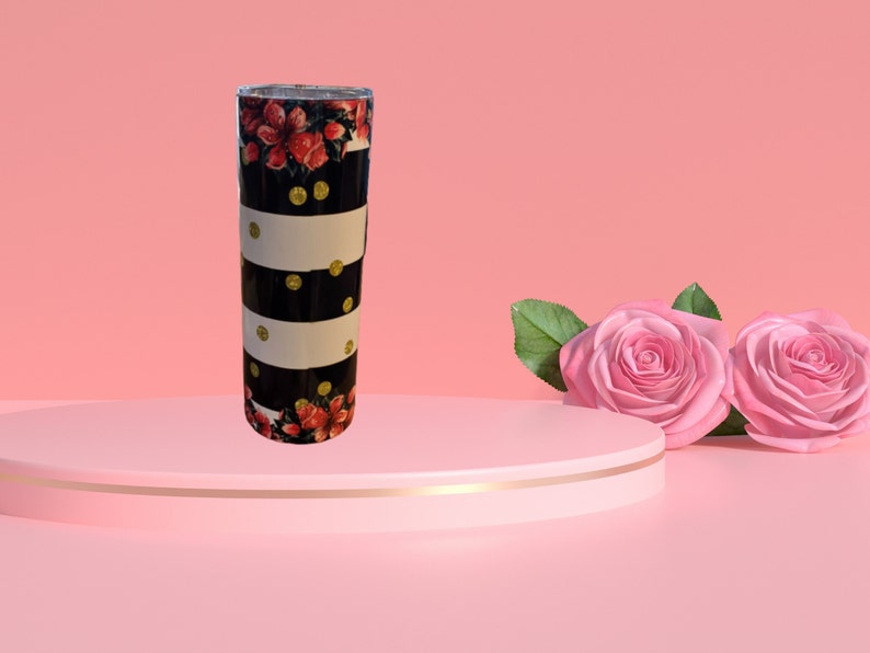 Kate Spade Inspired Floral Sumblimation Tumbler Stripes for Her