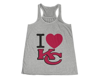 I LOVE KC | Women&#39;s Flowy Racerback Tank | Kansas City Pride | KC Love | Workout Tank | Fitness | Women&#39;s Apparel