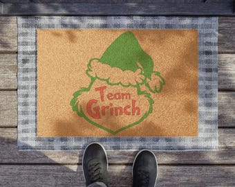 Team Grinch Doormat | Holiday Welcome Mat, Christmas Decor, Festive Home Accessory, Funny Entrance Rug, Grinch-Themed Gift