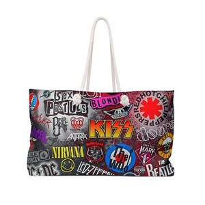 Rock Band Weekender Bag | Iconic 80&#39;s Rock Bands | Iconic 90&#39;s Rock Bands | Weekender Bag