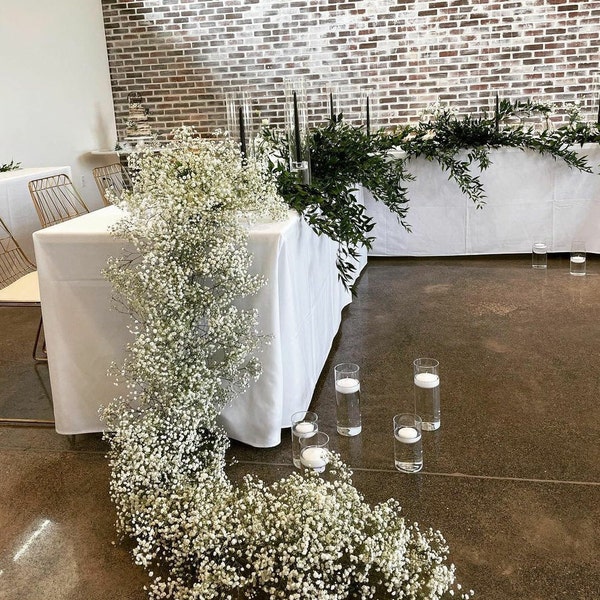 Preserved Baby's Breath Garland - Wedding Aisle Decor - Luxury Wedding Aisle - Wedding White Floral Arrangement - Wedding Table Centerpiece