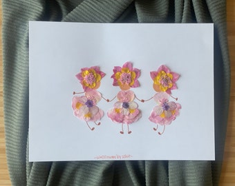 Custom Pressed Flower Art: 1-5 Girls