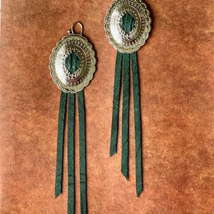 Concho Leather Fringe Earrings