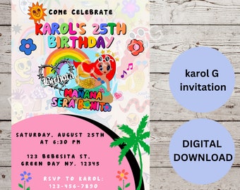 mañana sera bonito invitation, Karol g invitation, bichota invitation, digital invitation