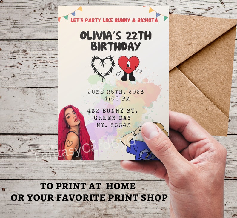 Bad Bunny and Karol G Invitation Digital Invitation Bad - Etsy