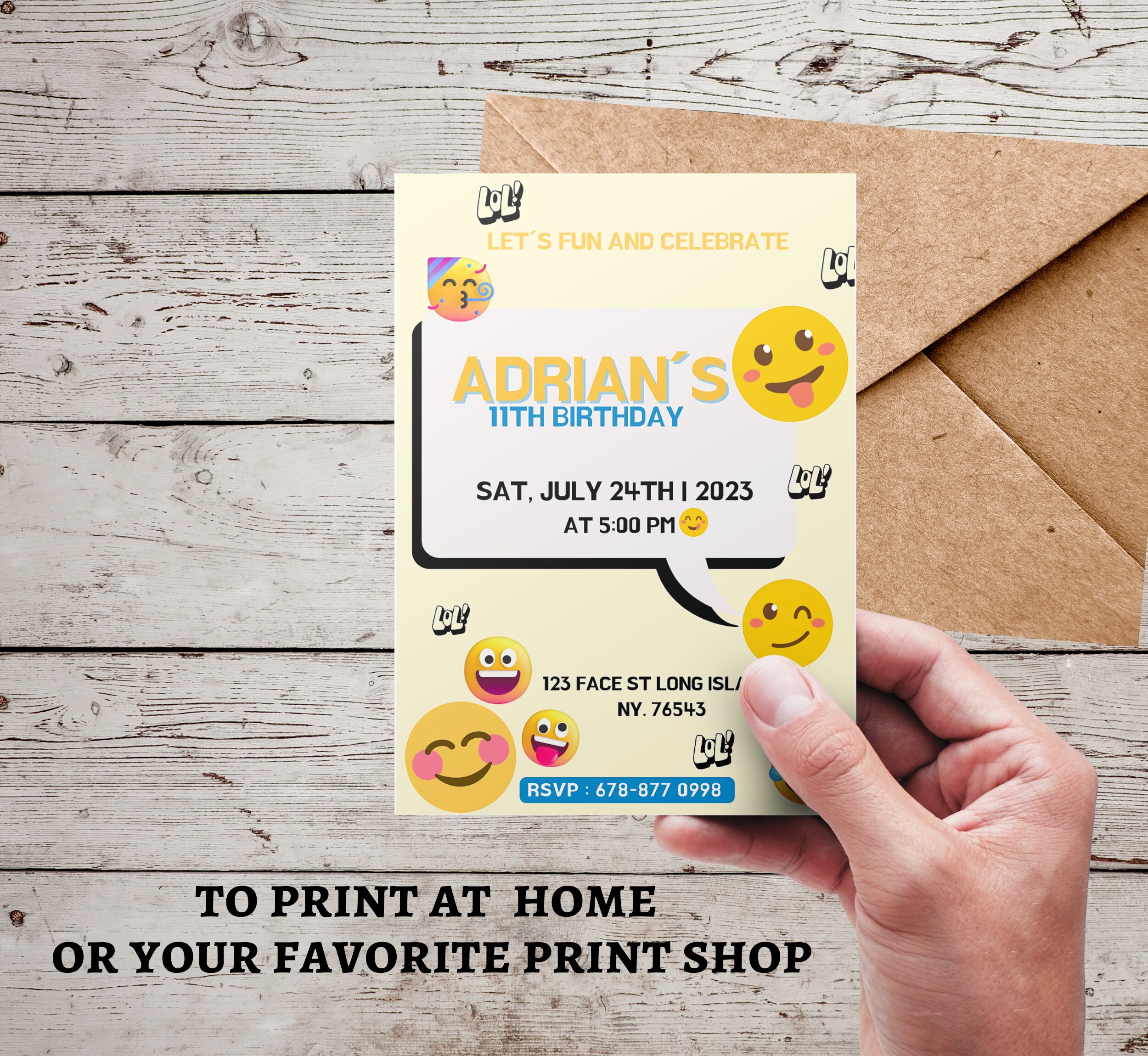 Emoji Invitation, Faces Emojis Invitation, Digital Emojis Invitation ...