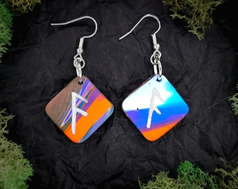 Ansuz Norse Rune Earrings | Odin | Wisdom, Communication, Creativity, Divine Inspiration | Handmade | Elder Futhark | Handmade | Charm