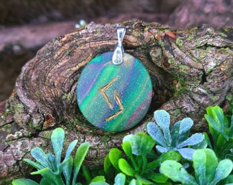 Jera Norse Rune Pendant | Color Associations | Rune Charm | Mabon, Harvest, Cycle, Change | Handmade | Necklace, Keychain, Pet Collar