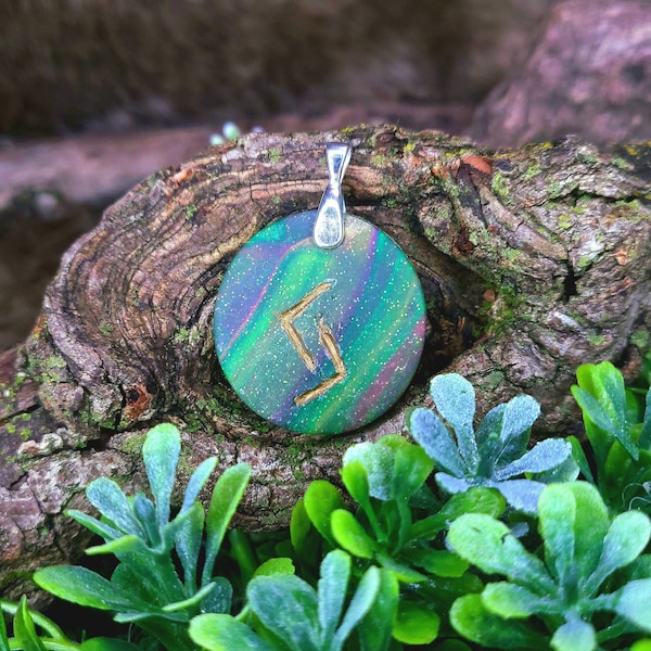 Jera Norse Rune Pendant | Color Associations | Rune Charm | Mabon, Harvest, Cycle, Change | Handmade | Necklace, Keychain, Pet Collar