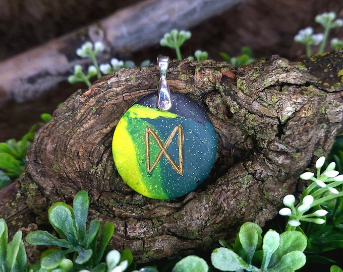 Dagaz Norse Rune Pendant | Rune Charm | Ostara | Success, Prosperity, Midsummer | Baldr | Handmade | Necklace, Keychain, or Pet Collar Charm