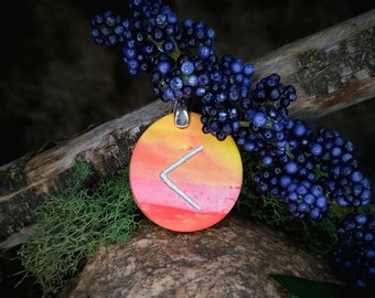 Kenaz Norse Rune Pendant | Color Associations | Rune Charm | Fire, Knowledge, Passion Creativity | Handmade | Necklace, Keychain, Pet Collar