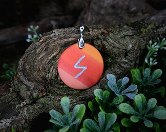 Sowilo Norse Rune Pendant | Color Associations | Sun, Victory, Divine Blessing, Success | Handmade | Necklace, Keychain, or Pet Collar Charm